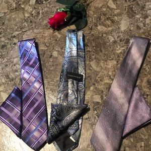 Three Carolina Bay Tie and Handkerchief Sets